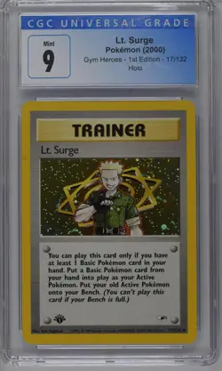Lt. Surge Pokemon 2000 Gym Heroes 1st Edition 17/132 Holo CGC 9 MINT Trainer - Image 1