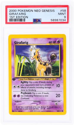 2000 Pokemon Neo Genesis Girafarig 1st Edition #58 PSA 9 - Image 1