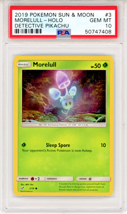 2019 Pokemon Sun & Moon Morelull - Holo Detective Pikachu - PSA 10 - #3 Genuine - Image 1