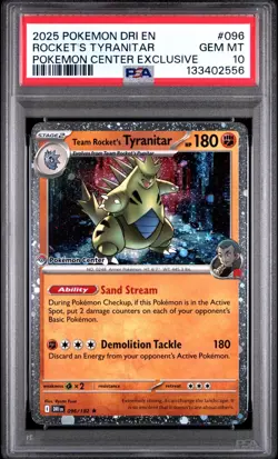 2025 Pokemon Destined Rivals DRI En Rocket's Tyranitar Center Exclusive PSA 10 - Image 1