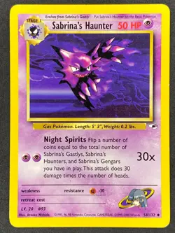 Pokemon Sabrina's Haunter 58/132 G1 Gym Heroes Unlimited LP/NM - Image 1