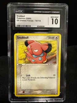2005 Pokemon Snubbull Card CGC 10 EX Unseen Forces 74/115 - Image 1