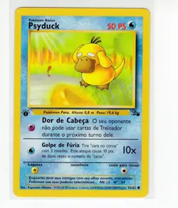 ~PT~ PORTUGUESE Psyduck 1st Edition Fossil 53 Pokemon Card (g4) - Image 1