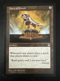 Horn of Greed Stronghold Regular (1998) - Magic the Gathering Rare Artifact MtG - Image 1