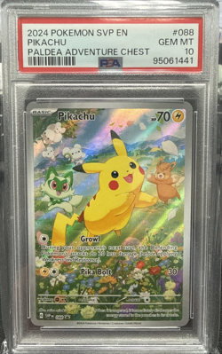 2024 POKEMON SVP EN-SV PROMO #088 PIKACHU PALDEA ADVENTURE CHEST PSA 10 - Image 1
