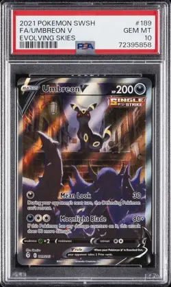 2021 POKEMON SWORD & SHIELD EVOLVING SKIES #189 FULL ART/UMBREON V PSA 10 - Image 1