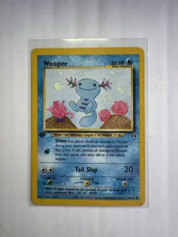 Wooper 71/75 Original 1st Edition Neo Discovery Pokemon Card Common Played With - Image 1