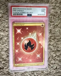 2021 Pokemon Sword & Shield Fire Energy Secret PSA 9 Fusion Strike #284 (h) - Image 1