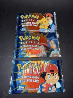 Pokemon Topps Series 2 Tv Animation 3x Sealed Packs Full Art Set Vintage 2000 - Image 1