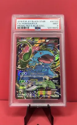 2016 POKEMON XY BLACK STAR PROMO #XY123 FA/VENUSAUR EX RED & BLUE PSA 9 - Image 1