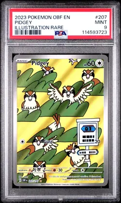 MINT✨ 2023 Pokemon OBF EN Obsidian Flames Pidgey 207 Illustration Rare PSA 9 - Image 1