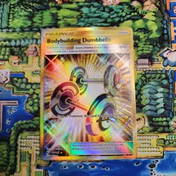 Pokemon TCG Bodybuilding Dumbbells Burning Shadows 161/147 Holo Secret Rare - Image 1