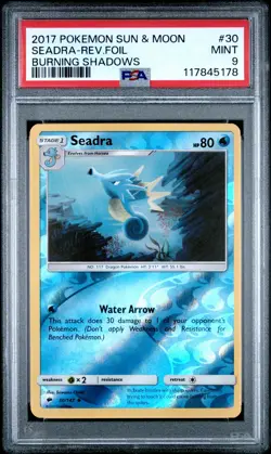 2017 POKEMON SUN & MOON BURNING SHADOWS #30 SEADRA-REVERSE FOIL PSA 9 - Image 1