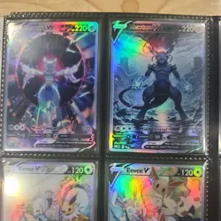 Lot of 9 Custom holo fanart mixed V Pokemon Trading Card Sleeved & Top Loaded!! - Image 5