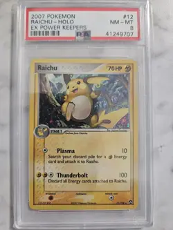 Pokemon EX Power Keepers Raichu Holo Card 2007 #12/108 PSA 8 NM - Image 1