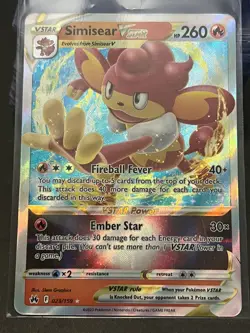Simisear VSTAR Crown Zenith 023/159 Pokemon TCG Card NM Full Art - Image 1