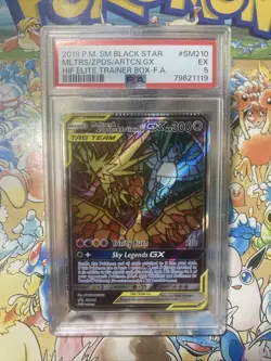 Pokemon TCG Moltres Zapdos Articuno GX Full Art SM210 CRIMP ERROR PSA 5 - Image 1