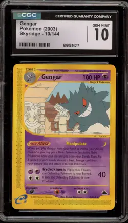Pokemon Gengar Skyridge NON Holo Rare #10 CGC 10 Gem Mint - Image 1