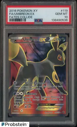 2016 Pokemon Fates Collide Ultra Rare #119 Umbreon EX PSA 10 GEM MINT - Image 1