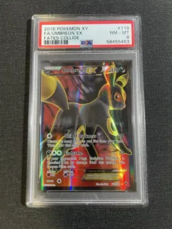 *scratches on Slab* 2016 POKEMON XY FATES COLLIDE #119 FULL ART/UMBREON EX PSA 8 - Image 1