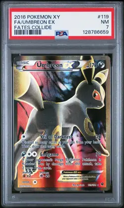 2016 Pokemon Xy Fates Collide Umbreon EX #119 Fa Full Art PSA 7 - Image 1