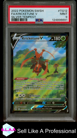 FA/KRICKETUNE V SILVER TEMPEST POKEMON SWSH SILVER TEMPEST 2022 TG12 PSA 9 - Image 1