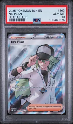 PSA 10 N'S PLAN ULTRA RARE #163 2025 POKEMON BLK EN BLACK BOLT - Image 1