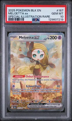2025 Pokemon BLK EN Black Bolt #167 SIR Special Meloetta ex PSA 10 Gem Mint - Image 1