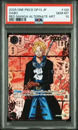 PSA10 Sabo Red Manga Alt Art OP13-120 Carrying on His Will One Piece Card GEMMT - Image 1