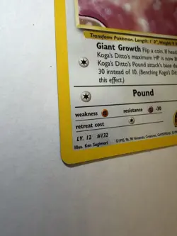 Pokemon TCG Koga's Ditto Gym Challenge 10/132 Holo Rare 2000 40 HP - Image 3