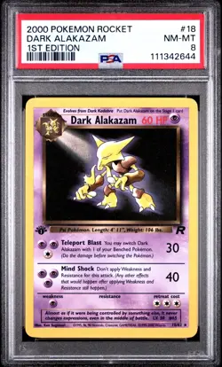 2000 Pokemon Dark Alakazam 18/82 Team Rocket 1st Edition Non Holo PSA 8 - Image 1