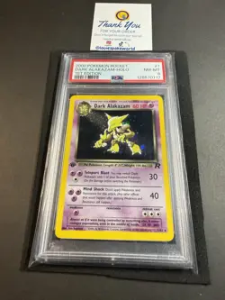New Cert!! - Pokemon DARK ALAKAZAM Team Rocket 1st Edition Holo 1/82 - PSA 8 - Image 1