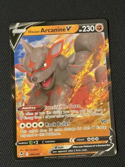 Hisuian Arcanine V 090/195 Silver Tempest NM Ultra Rare Pokemon Card - Image 1