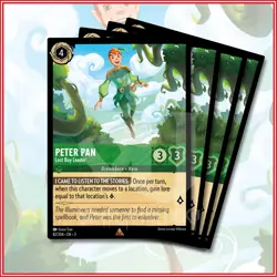 Disney Lorcana TCG: PETER PAN - LOST BOY LEADER x4 Rare Into The Inklands 82/204 - Image 1