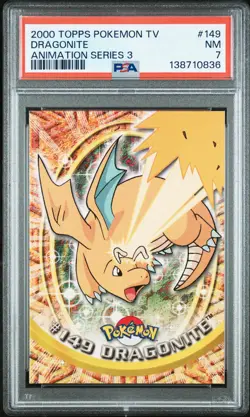 2000 TOPPS POKEMON TV ANIMATION SERIES 3 #149 DRAGONITE PSA 7 - Image 1