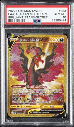 2022 POKEMON SWORD & SHIELD BRILLIANT STARS FULL ART/GALARIAN MOLTRES V PSA 10 - Image 1