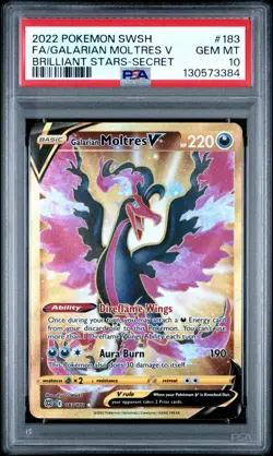 2022 POKEMON SWORD & SHIELD BRILLIANT STARS FULL ART/GALARIAN MOLTRES V PSA 10 - Image 1