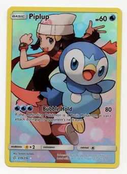 Pokemon TCG Piplup Holo Full Art Cosmic Eclipse Secret Rare Card 239/236 NM - Image 1