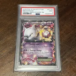 2016 Pokemon Mewtwo EX Triple Power Tin Black Star Promo XY107 PSA 9 Mint - Image 1