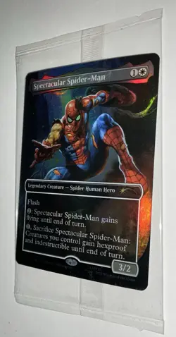 Marvel Legends SPECTACULAR SPIDER-MAN Battle-Damaged Magic Card MTG Spider Human - Image 3