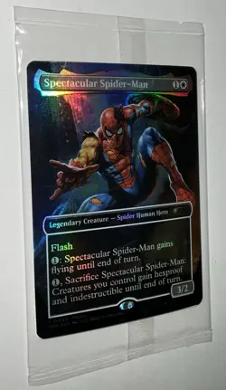 Marvel Legends SPECTACULAR SPIDER-MAN Battle-Damaged Magic Card MTG Spider Human - Image 4