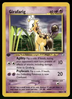 2000 Heavily Played Pokemon Girafarig 58/111 Neo Genesis 1st - Image 1
