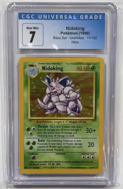 1999 Pokemon Nidoking HOLO 11/102 Base Set Unlimited CGC 7 - Image 1