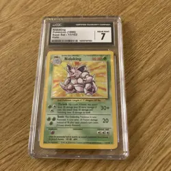 1999 Pokemon Base Set Nidoking Holo Card #11/102 CGC 7 Near Mint Holo graded - Image 1
