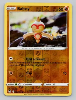 Reverse Holo Baltoy 093/195 Common SWSH12: Silver Tempest Pokemon - Image 1