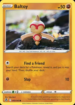 Pokemon Baltoy (93/215) Silver Tempest LP REVERSE HOLO - Image 1