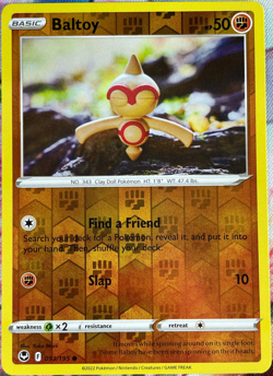 Baltoy Reverse Holo - 093/195 - Silver Tempest Pokemon 2022 - Image 1