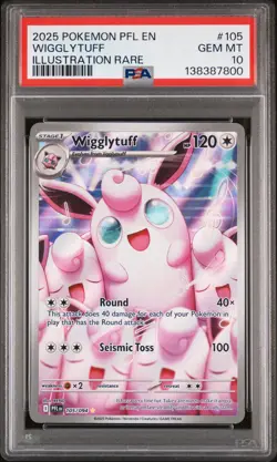 2025 Pokemon Pfl En-Phantasmal Flames #105 Wigglytuff Illustration Rare PSA 10 - Image 1