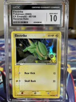 Electrike EX Emerald 48/106 Reverse Holo stamped CGC 10 Pokemon TCG - Image 1