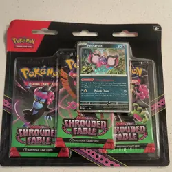 Pokemon TCG Scarlet & Violet Shrouded Fable Pack Pecharunt Promo Booster 3 Packs - Image 1